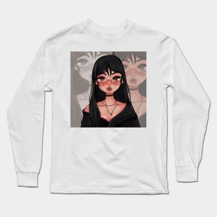 Pouty Lips Cute Girl Long Sleeve T-Shirt